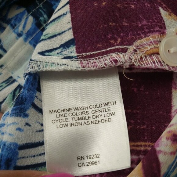 Alfred Dunner Button Up Shirt Blouse Top Women Size 10 Red Blue 3/4 Sleeve - Picture 5 of 5